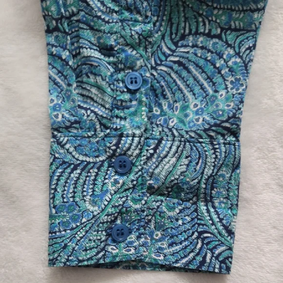 Liberty Women's Blue, Teal, and Black Swirl Shirt - Picture 5 of 7